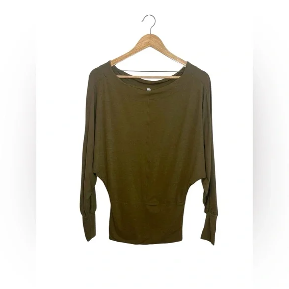 Free People Movement | XS Women's Army Green Sky High Long Sleeve Top - Picture 3 of 7